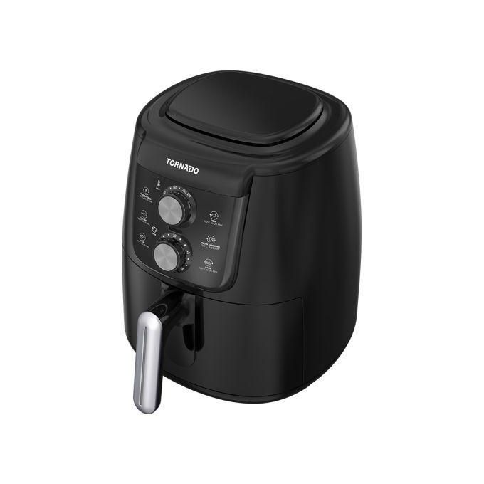 TORNADO  Air Fryer 1550 Watt 4 Liter Manual Control Black x Silver THF-1554M-XL-BS