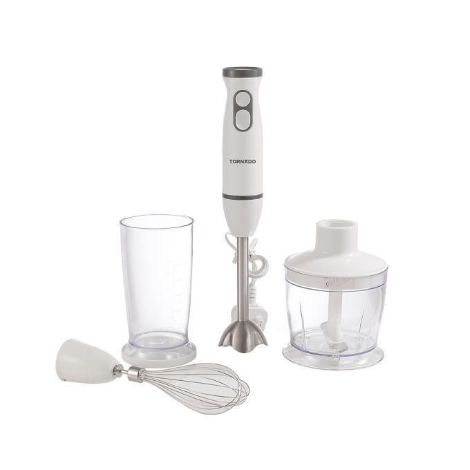 TORNADO Hand Blender 500 Watt, Stainless Steel Whisk, White HB-500T