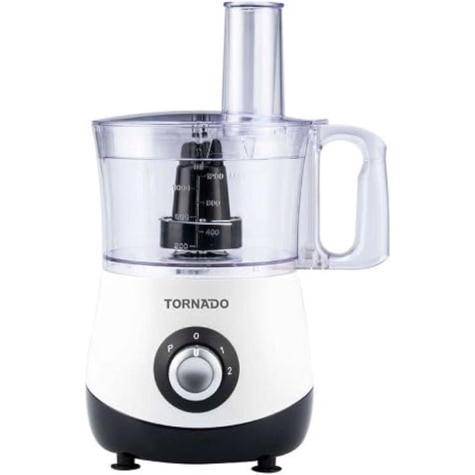 TORNADO محضر طعام 500 واط مع وعاء 1.2 لتر ووعاء واحد، أبيض FP-500T