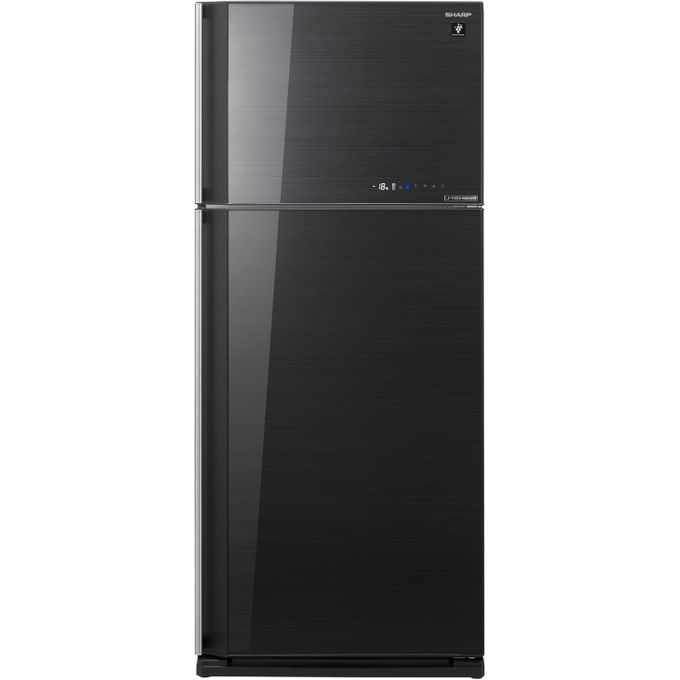 Sharp SJ-GV58A(BK) Refrigerator Inverter with 2 Glass Black Door and Plasma Cluster - 450 Liters