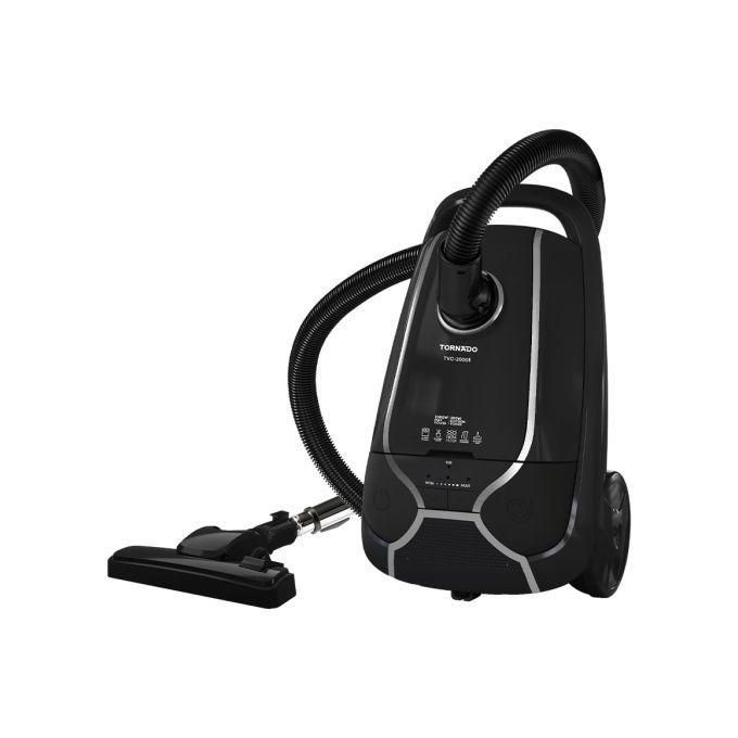 TORNADO Vacuum Cleaner 2000 Watt HEPA Filter, Bag Capacity 6 Liter, Suction Power 300 Watt, 3 Speeds, Blower Function, Black TVC-2000EB