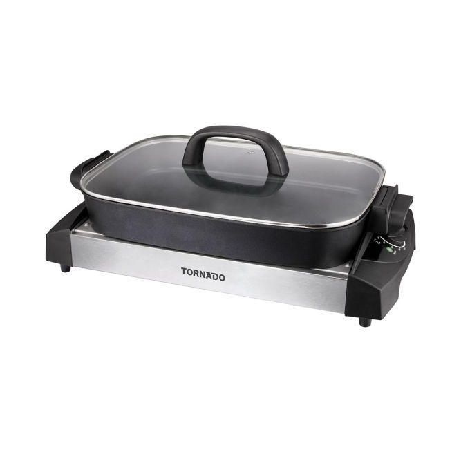 TORNADO  Electric Grill 1500 Watt, Adjustable Temperature, Easy To Clean, Black x Stainless TCS-1500