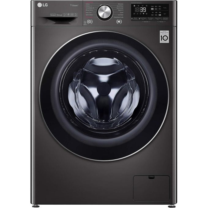 LG غسالة ملابس تحميل أمامي معدنية باللون الأسود من Vivace G F4R5VYG2E سعة 9 كجم مع شاشة LED