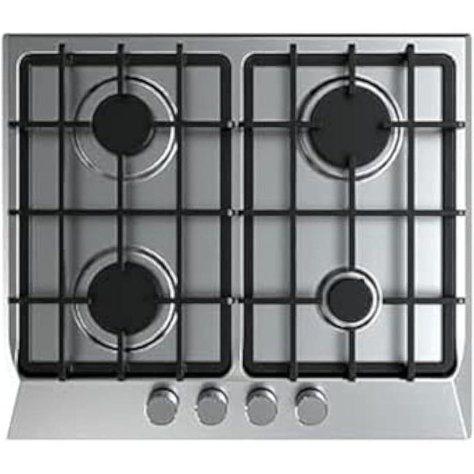 Fresh موقد مدمج من الفولاذ المقاوم للصدأ HAFR60CMSC1، مع 4 شعلات غاز، 60x60 سم، باللونين الأسود والفضي