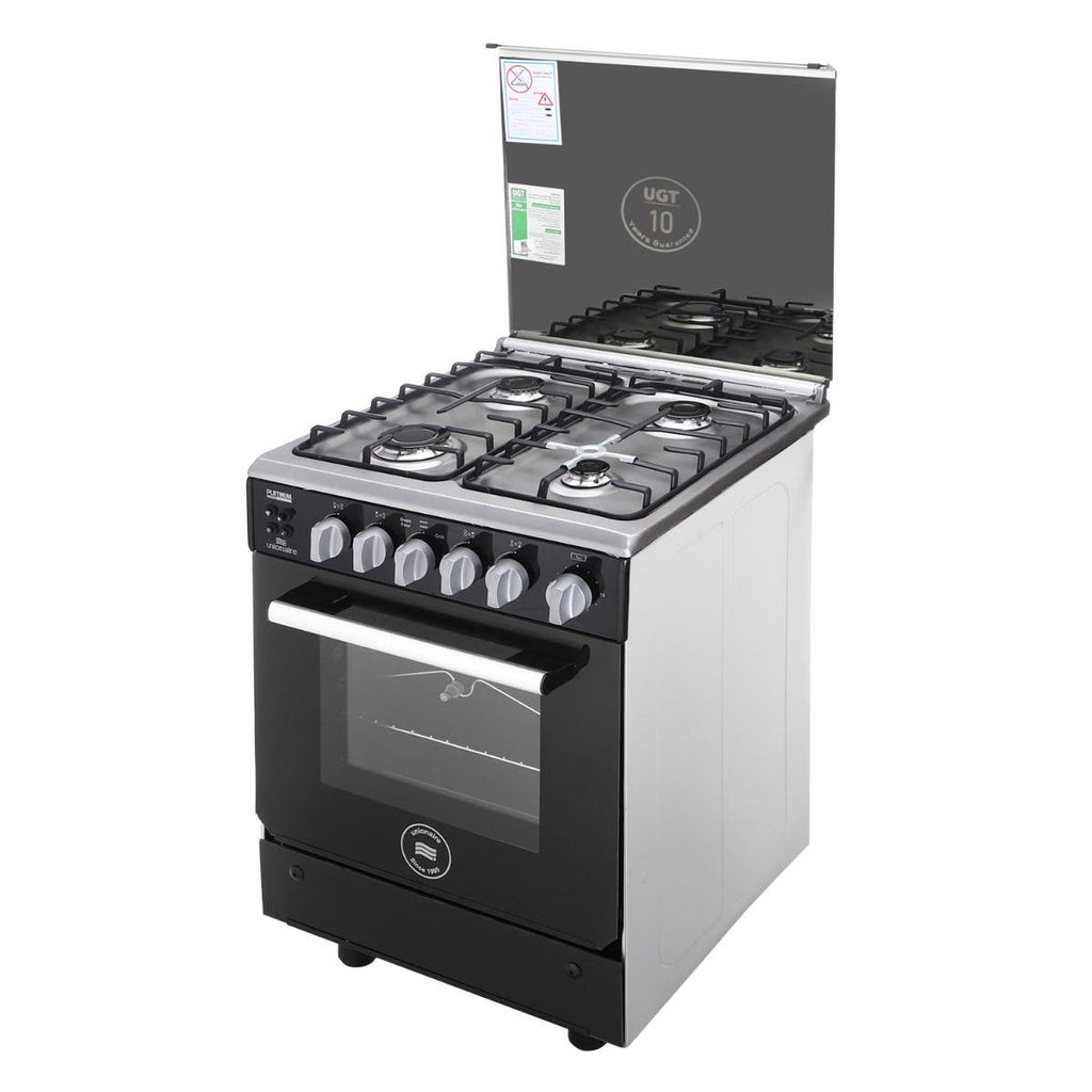 بوتجاز غاز يونيون اير بلاتينيوم 2، 60 سم، 4 شعلة، اسود - C66SS-GC-447-F-SO-U2-AL