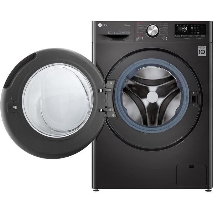 LG غسالة ملابس تحميل أمامي معدنية باللون الأسود من Vivace G F4R5VYG2E سعة 9 كجم مع شاشة LED