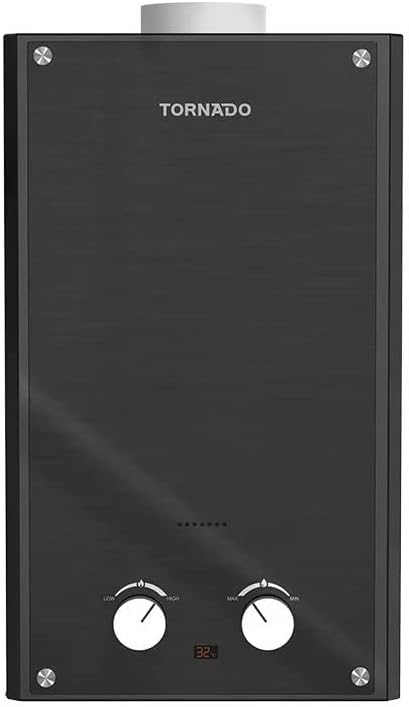 سخان مياه تورنيدو غاز 10 لتر غاز طبيعي أسود زجاجي GHE-10MP-GB
