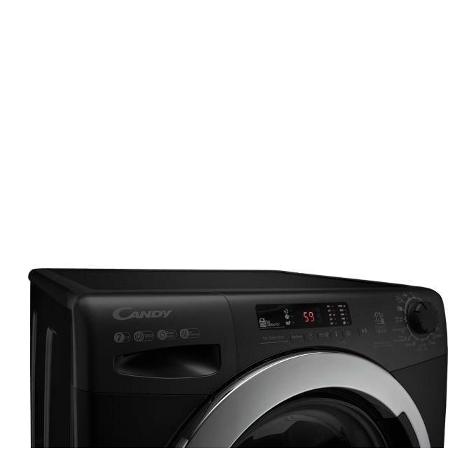 Candy  Washing Machine Fully Automatic Capacity 7 Kg, Drain Pump, Steam Function, Easy Iron, Rapid Wash, 3D Wash, KG Detector, Smart, Italian Technology (El Araby Warranty) Black CSS1072DC3B-ELA