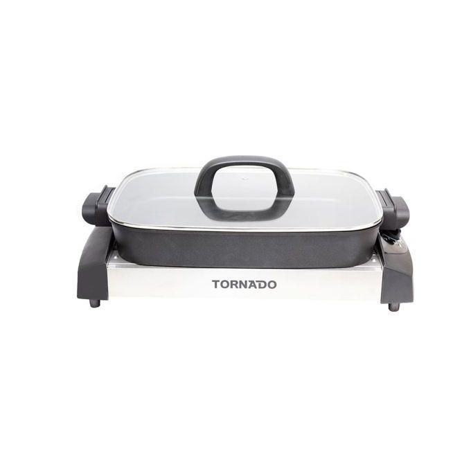 TORNADO  Electric Grill 1500 Watt, Adjustable Temperature, Easy To Clean, Black x Stainless TCS-1500