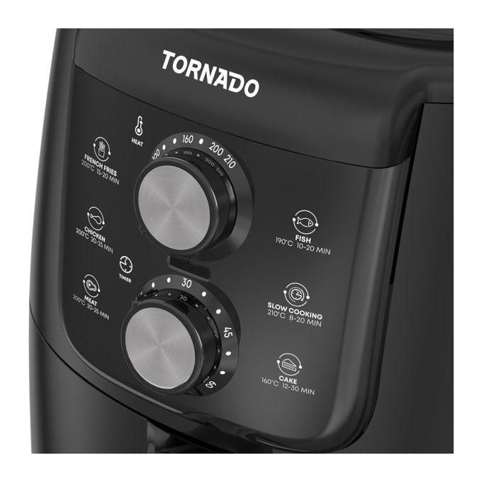 TORNADO  Air Fryer 1550 Watt 4 Liter Manual Control Black x Silver THF-1554M-XL-BS