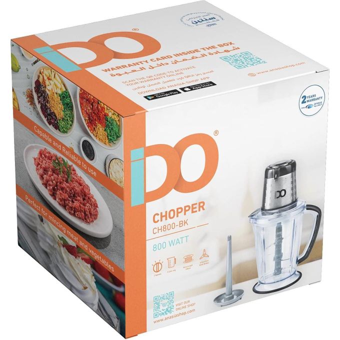 IDO 800W Multi-function Vertical Chopper Mincer - CH800-BK - Black