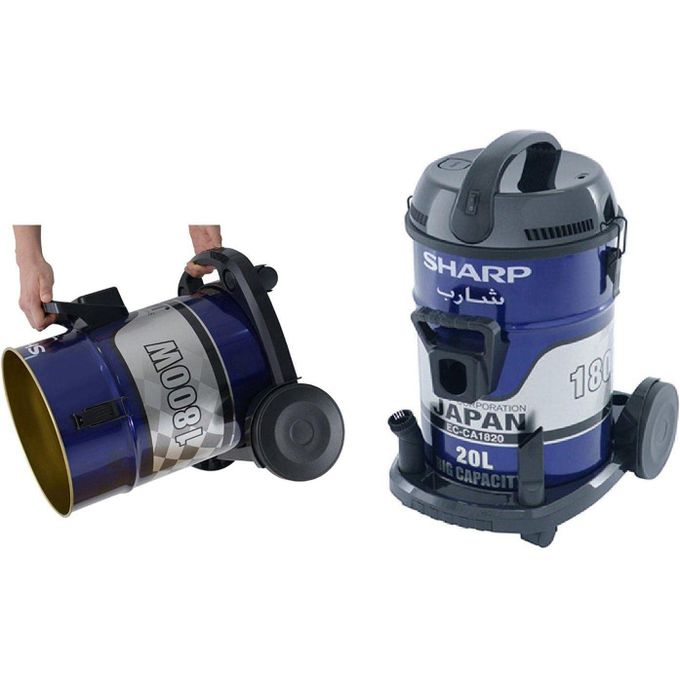 Sharp EC-CA1820-X Pail Can Vacuum Cleaner with Cloth Filter, 1800 Watt - Blue