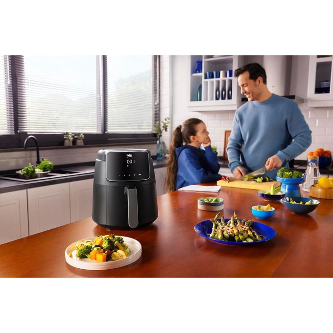 Beko قلاية بدون زيت متعددة الوظائف - FRL2244B بقوة 1500 واط وسعة 3.9 لتر للبطاطس المقلية بوزن 0.8 كجم، 8 برامج، بشاشة سوداء من تي-كتل