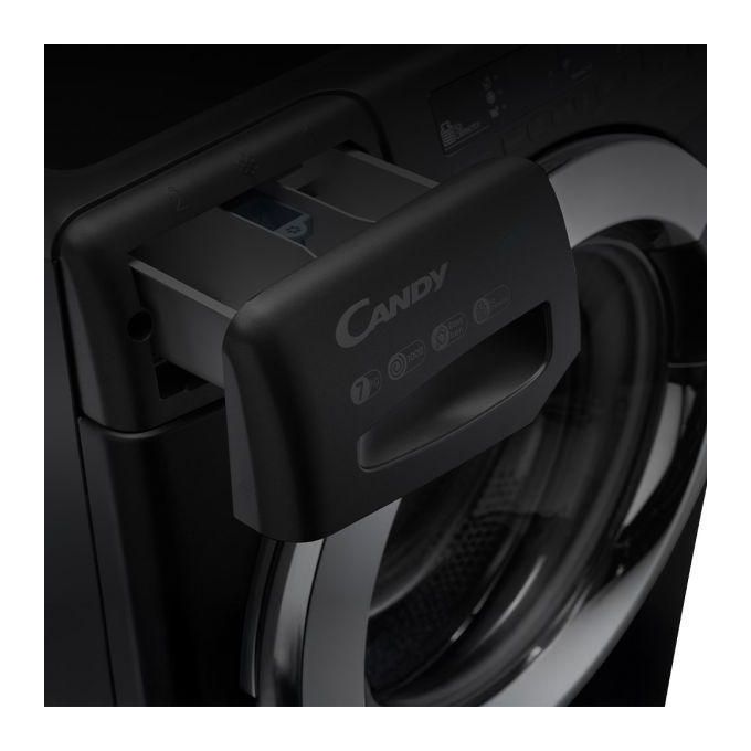 Candy  Washing Machine Fully Automatic Capacity 7 Kg, Drain Pump, Steam Function, Easy Iron, Rapid Wash, 3D Wash, KG Detector, Smart, Italian Technology (El Araby Warranty) Black CSS1072DC3B-ELA