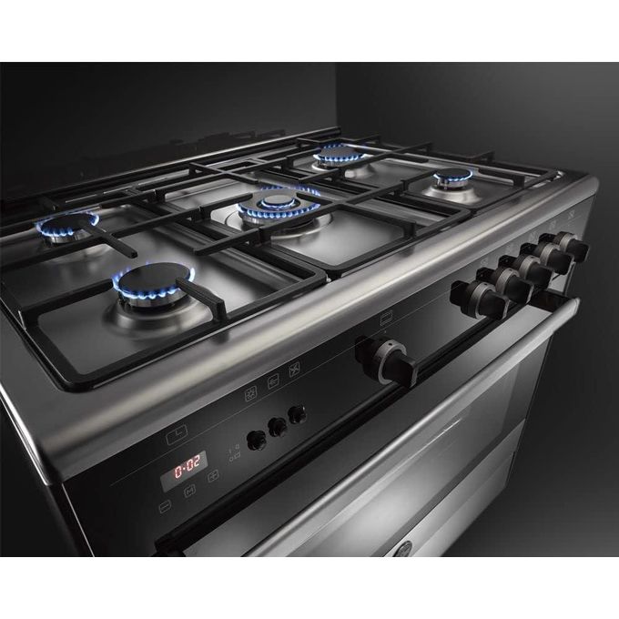 La Germania فرن قائم بذاته 9M10G4A1X4AWW، 90x60 سم، 5 شعلات غاز - أسود