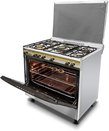 Kiriazi Gas Cooker, 5 Burners, Stainless Steel- G8900S
