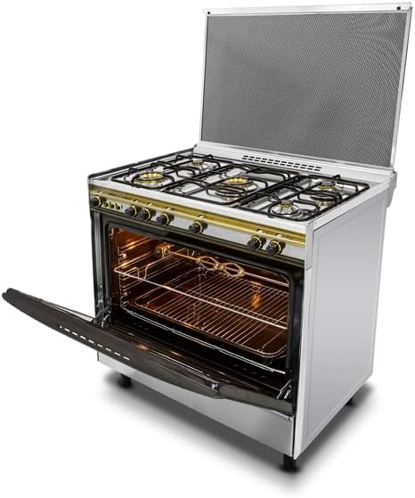 Kiriazi Gas Cooker, 5 Burners, Stainless Steel- G8900S