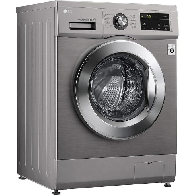 LG غسالة تحميل أمامي 8 كيلوجرام بمحرك دفع مباشر من ال جي فضي حجري - مقبض كروم -FH2J3TNG5