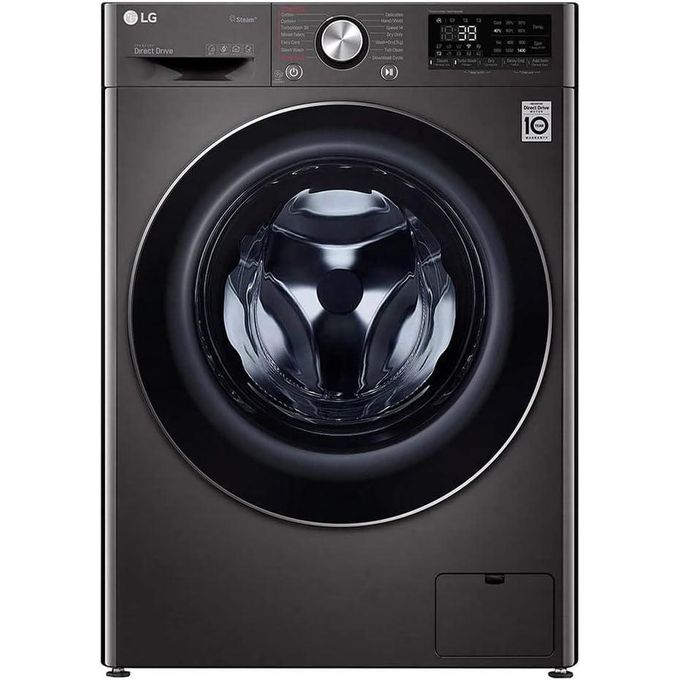LG غسالة ملابس تحميل أمامي معدنية باللون الأسود من Vivace G F4R5VYG2E سعة 9 كجم مع شاشة LED