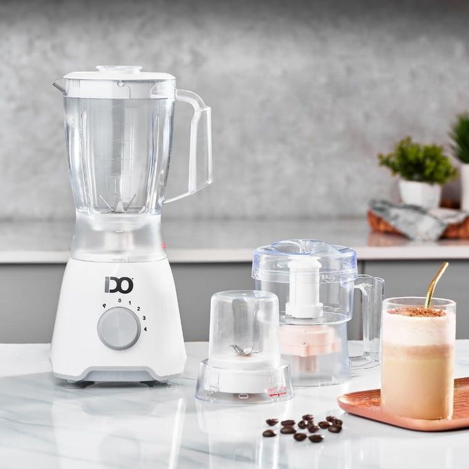 IDO Plastic Blender with Grinder & Chopper Mill, 600 Watt - BLCH600-WH - White