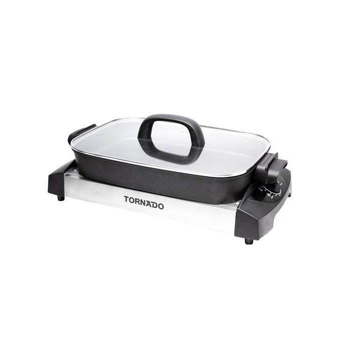 TORNADO  Electric Grill 1500 Watt, Adjustable Temperature, Easy To Clean, Black x Stainless TCS-1500