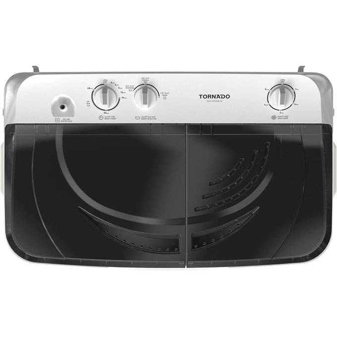 TORNADO Washing Machine Half Automatic 7 Kg, 2 Motors, Black TWH-Z07DNE-W(BK)