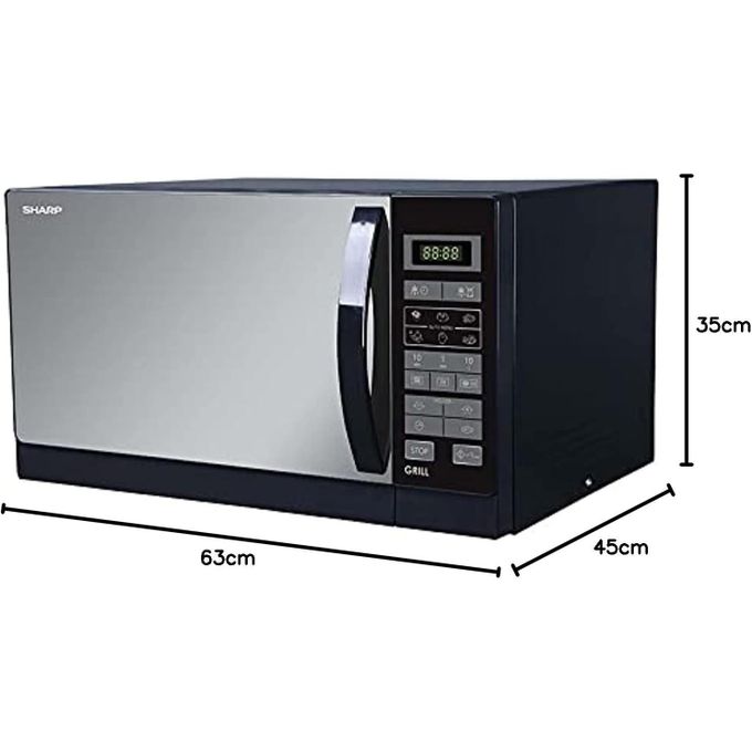 Sharp ميكروويف شواية بسعة 25 لتر - قدرة 900 واط - مزود بـ 6 قوائم طهي، أسود، موديل R-750MR(K)