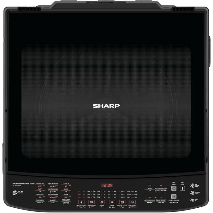 Sharp Washing Machine Top Automatic 11 Kg, DDM Inverter, Pump, Black
