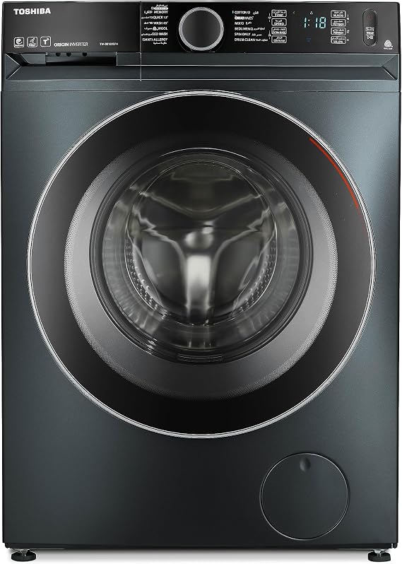 Toshiba Front Load Automatic Washing Machine, 9Kg, Inverter Motor, TW-BK100GF4EG(MK) - Dark Grey
