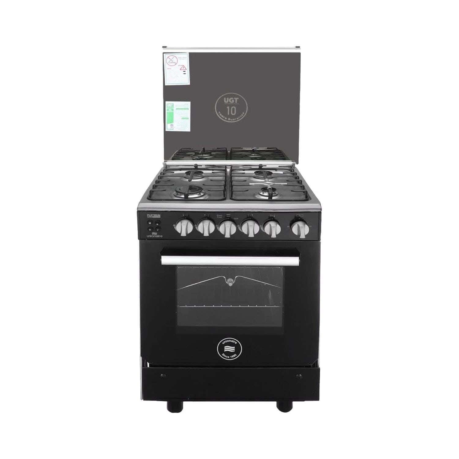 بوتجاز غاز يونيون اير بلاتينيوم 2، 60 سم، 4 شعلة، اسود - C66SS-GC-447-F-SO-U2-AL