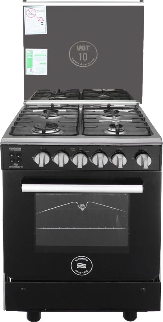 بوتجاز غاز يونيون اير بلاتينيوم 2، 60 سم، 4 شعلة، اسود - C66SS-GC-447-F-SO-U2-AL