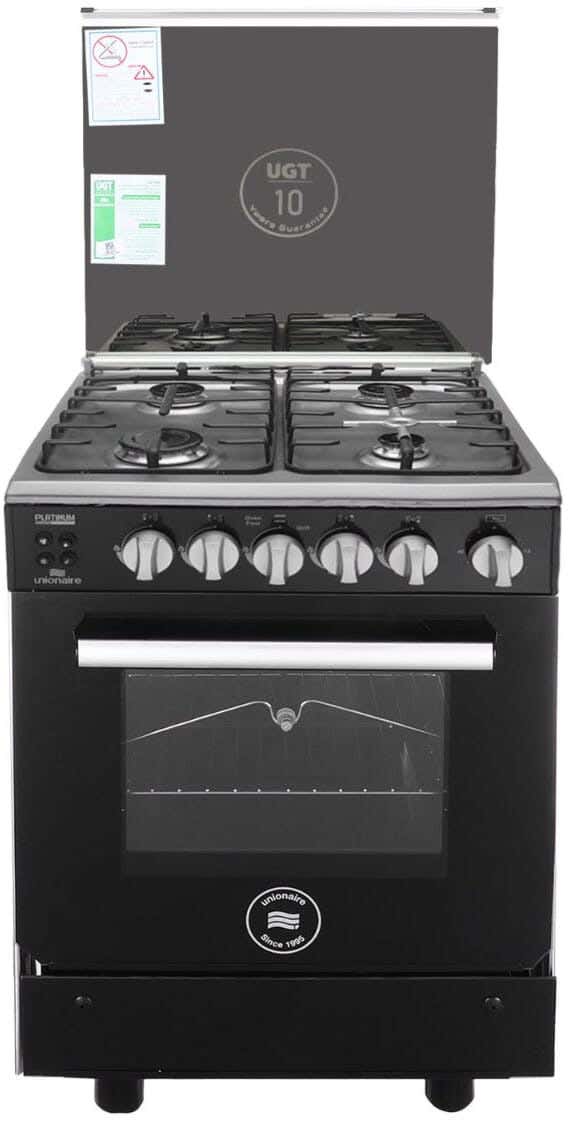 بوتجاز غاز يونيون اير بلاتينيوم 2، 60 سم، 4 شعلة، اسود - C66SS-GC-447-F-SO-U2-AL