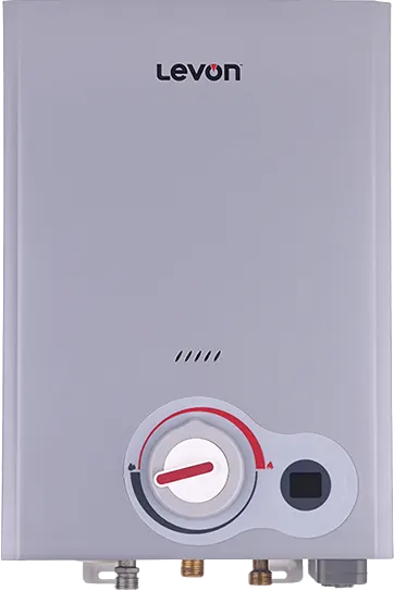 Levon Gas Water Heater, 6 Liters, Digital Display, Adaptor, Without Chimney, Silver